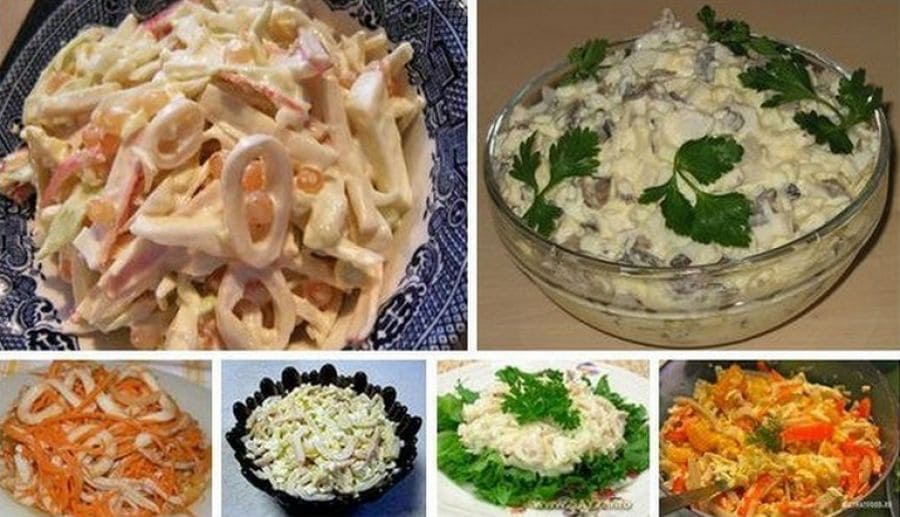 6 простых и вкусных салатов с кальмарами